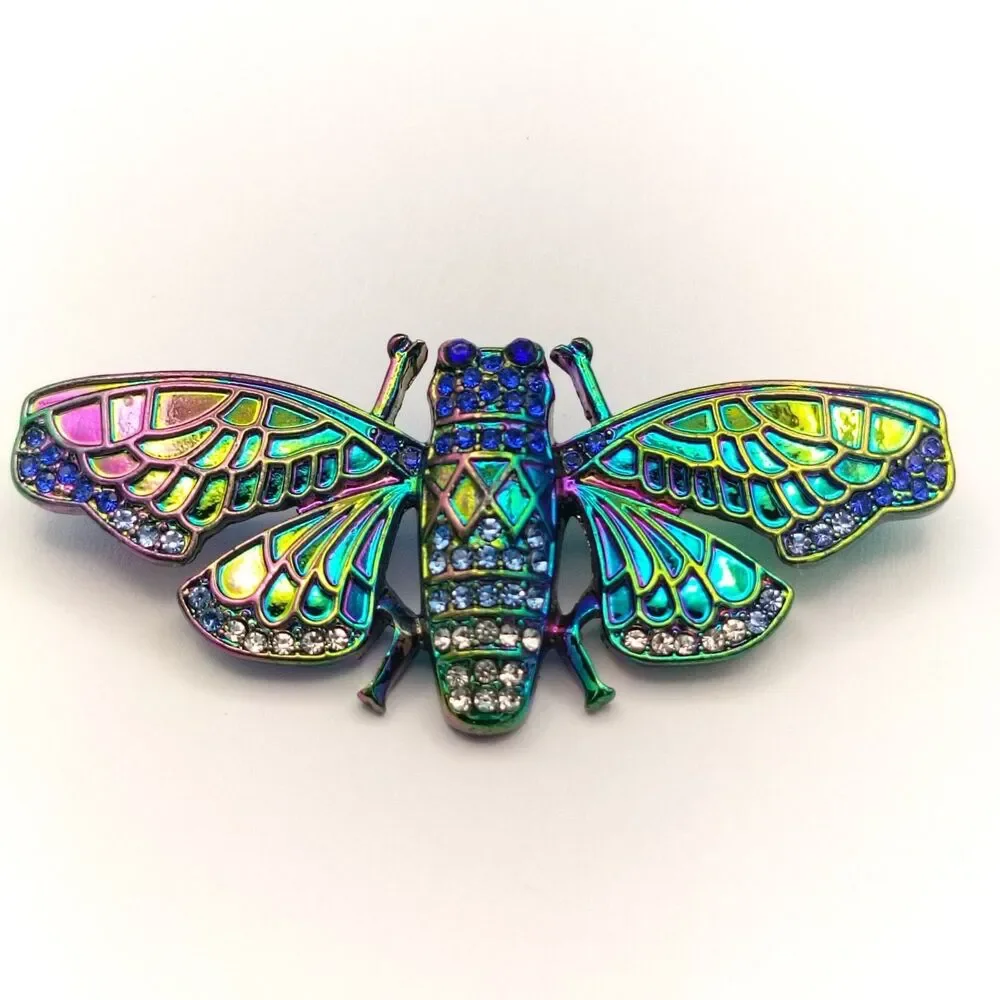 Iridescent Cicada Brooch Pin 2.5